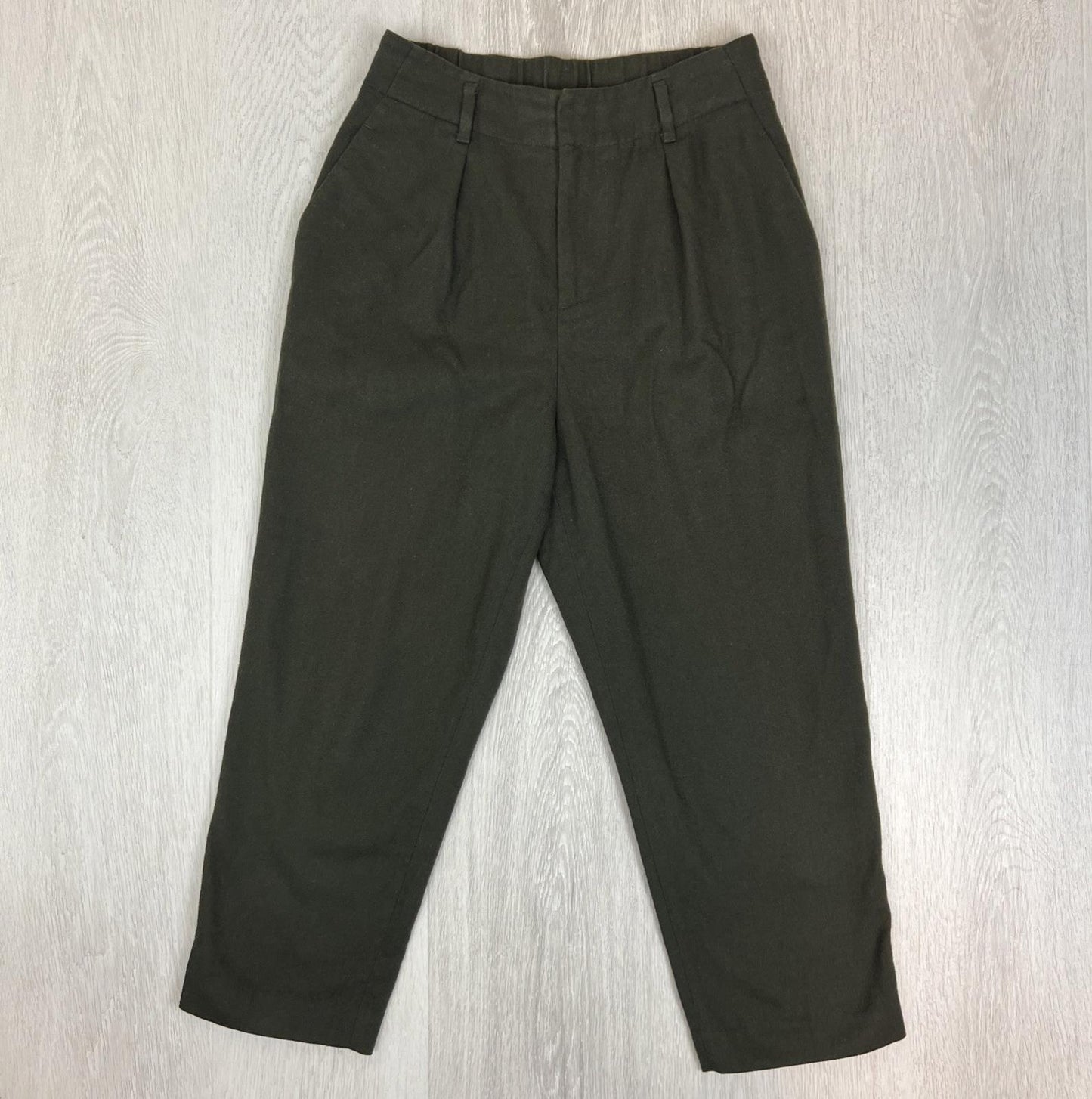 Uniqlo Womens Dark Green Wool Blend Pleated Dress Pants Size Size M