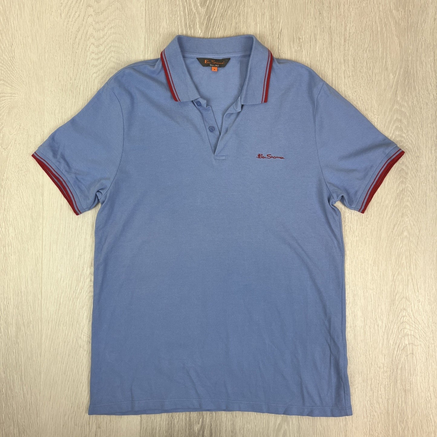 Ben Sherman Mens Blue Cotton Polo Shirt Size Medium