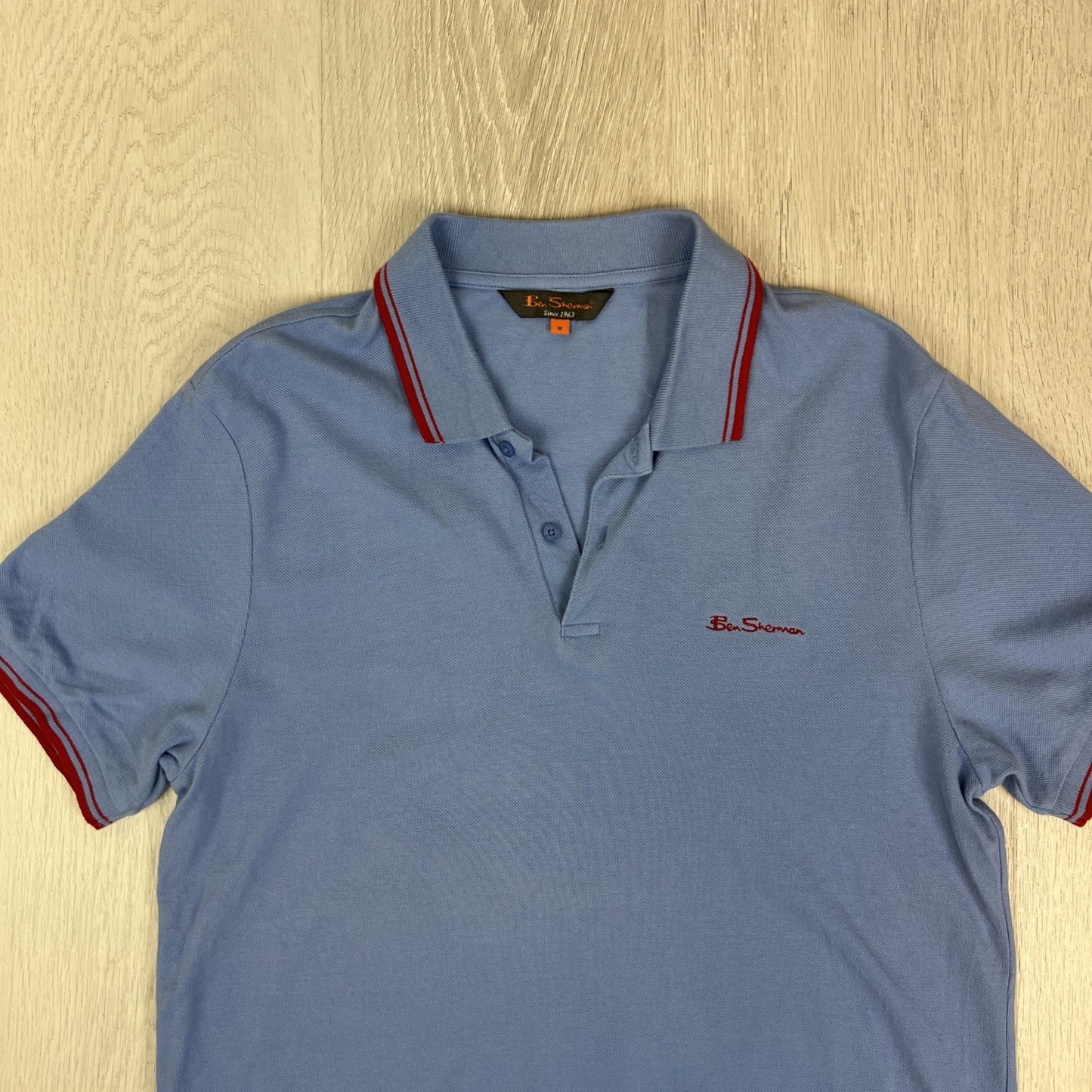 Ben Sherman Mens Blue Cotton Polo Shirt Size Medium