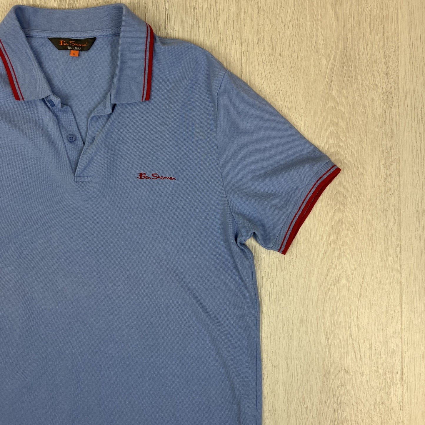 Ben Sherman Mens Blue Cotton Polo Shirt Size Medium