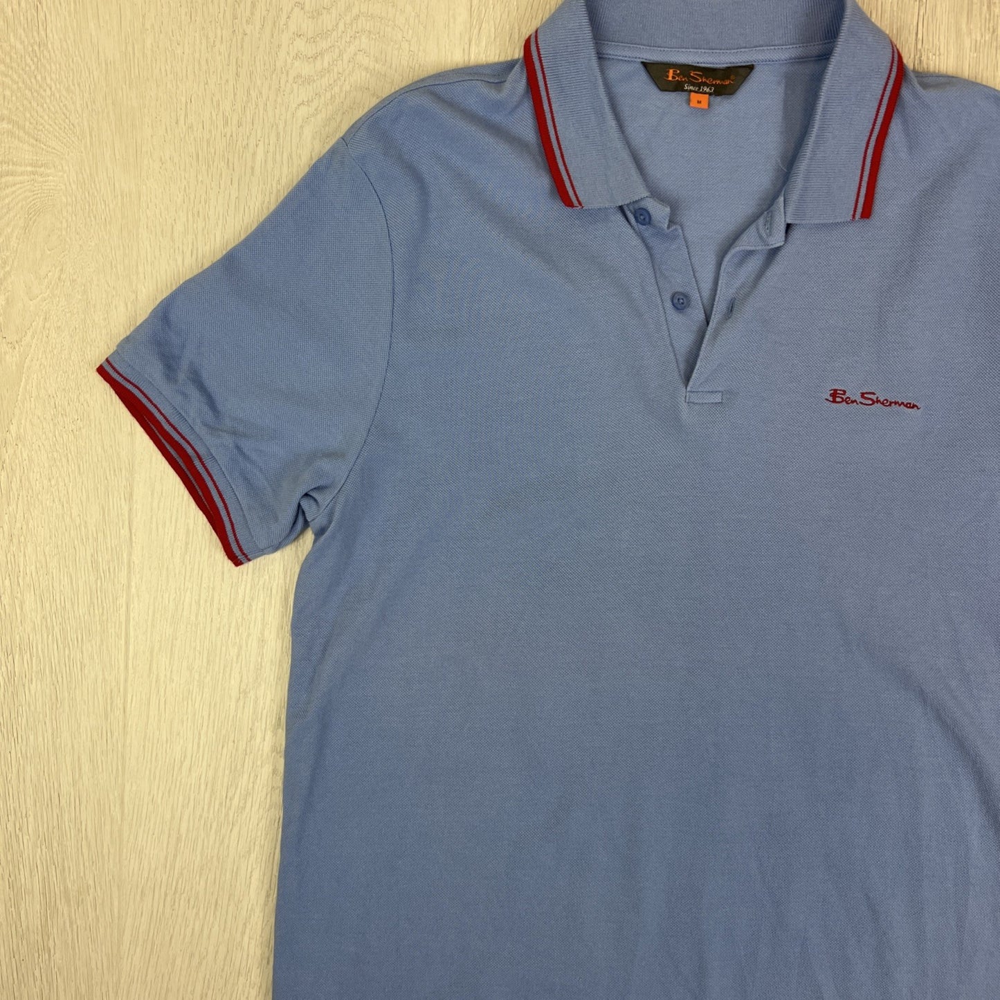 Ben Sherman Mens Blue Cotton Polo Shirt Size Medium