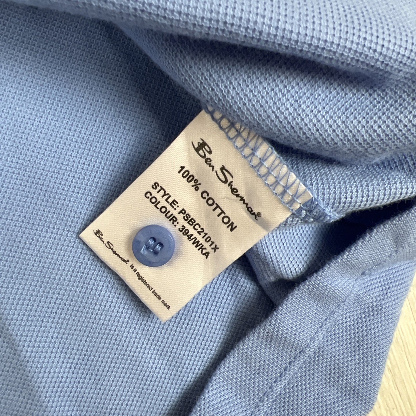 Ben Sherman Mens Blue Cotton Polo Shirt Size Medium