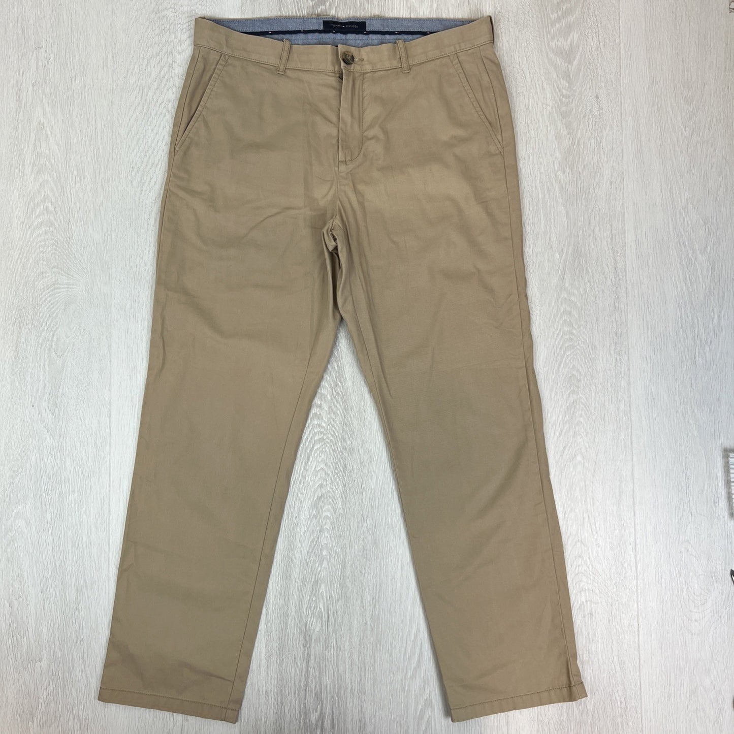 Tommy Hilfiger Mens Beige Custom Fit Chinos Pants Size 34/30