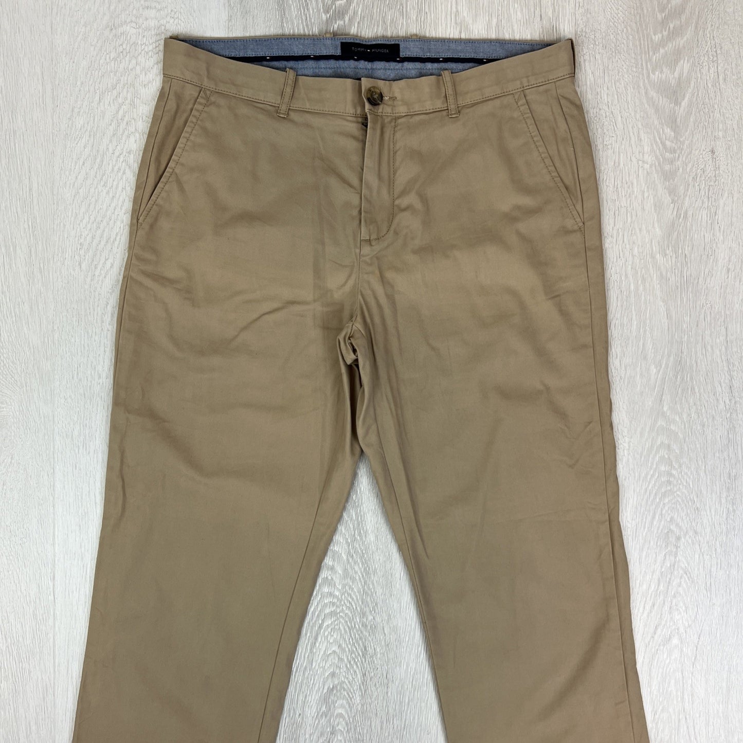 Tommy Hilfiger Mens Beige Custom Fit Chinos Pants Size 34/30