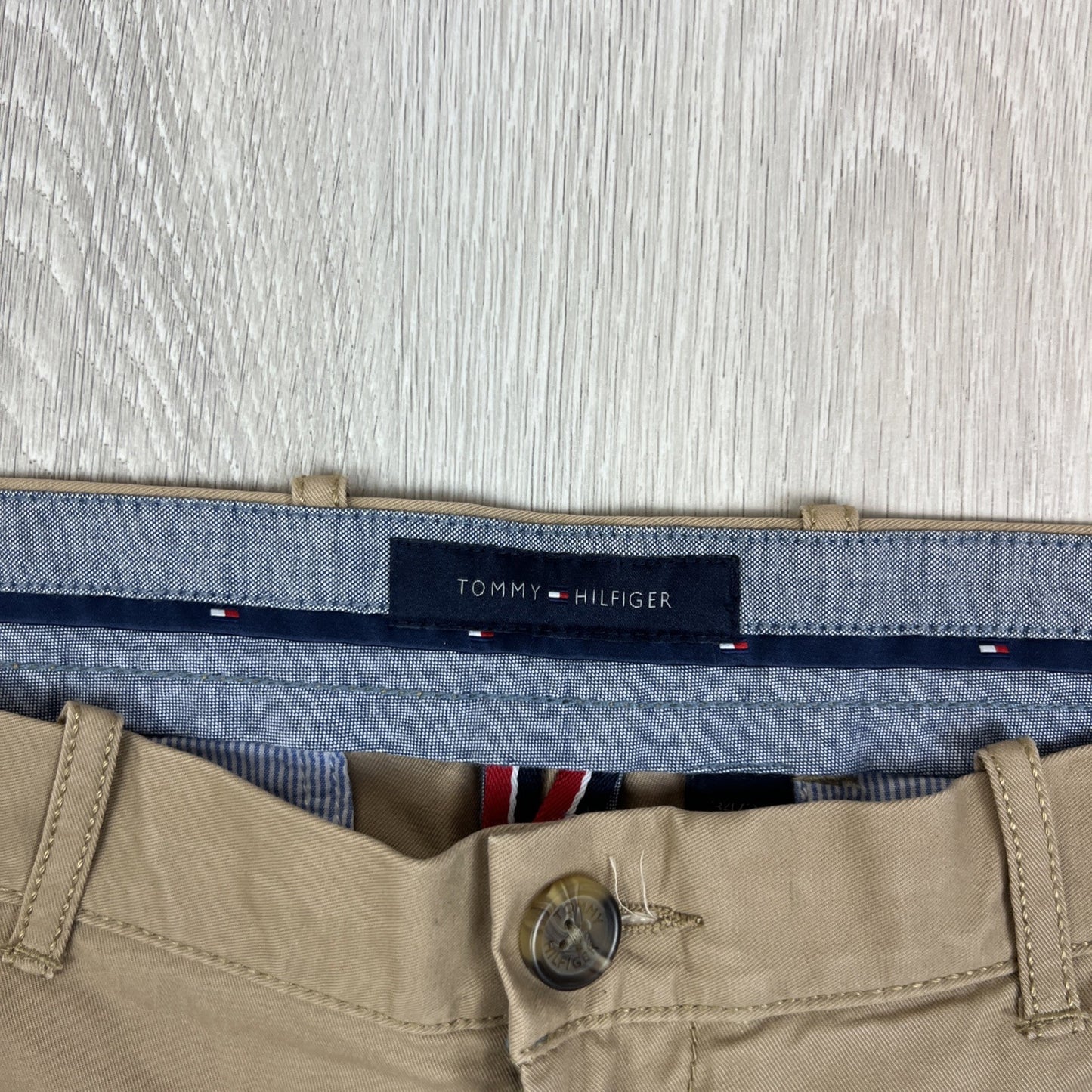 Tommy Hilfiger Mens Beige Custom Fit Chinos Pants Size 34/30