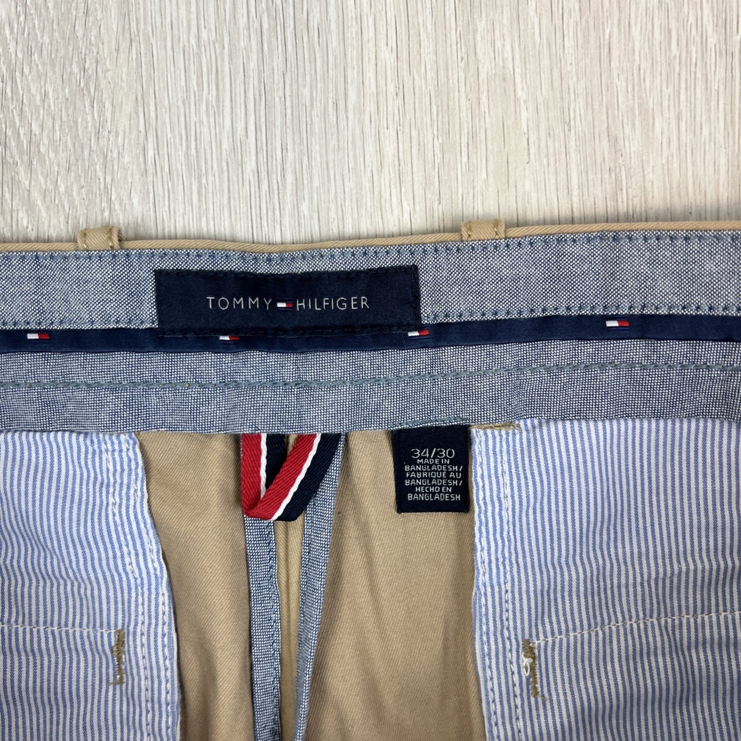 Tommy Hilfiger Mens Beige Custom Fit Chinos Pants Size 34/30