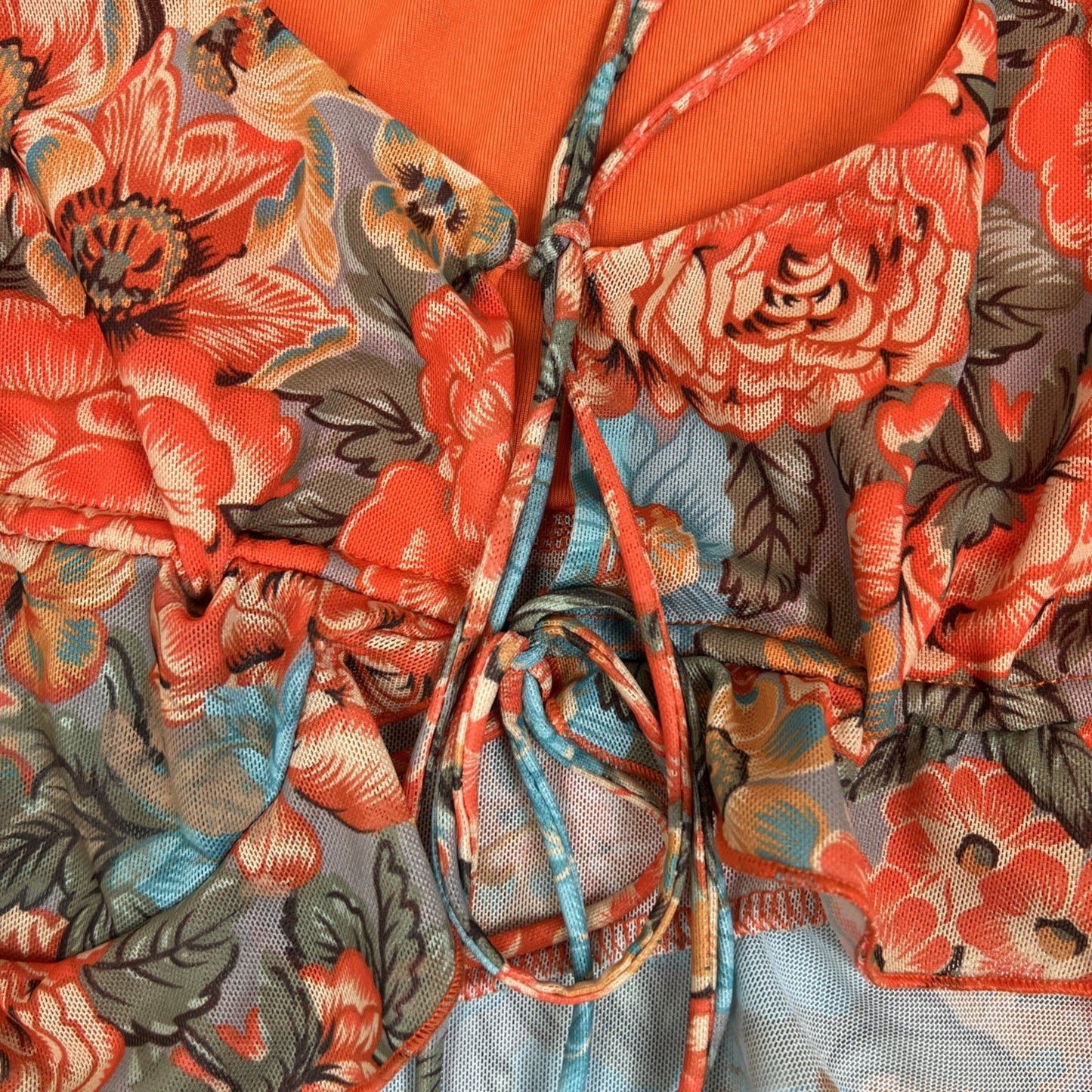 Outcast Womens Cropped Front Tie Flared Sleeves Boho Top Size M