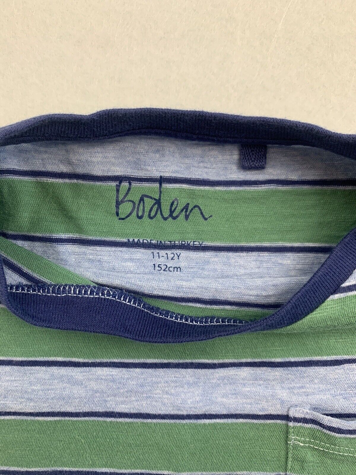 Boden Kids Striped Pocket T-shirt Size 11-12 Years