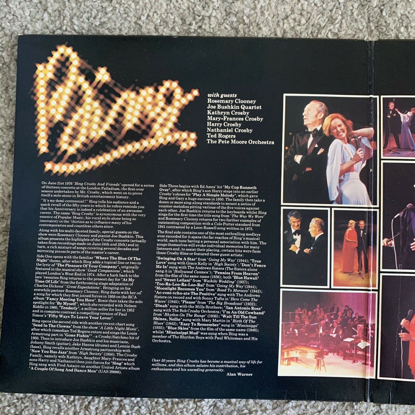 Bing Crosby Live: London Palladium 50th Anniversary concert Vinyl Record (1976)