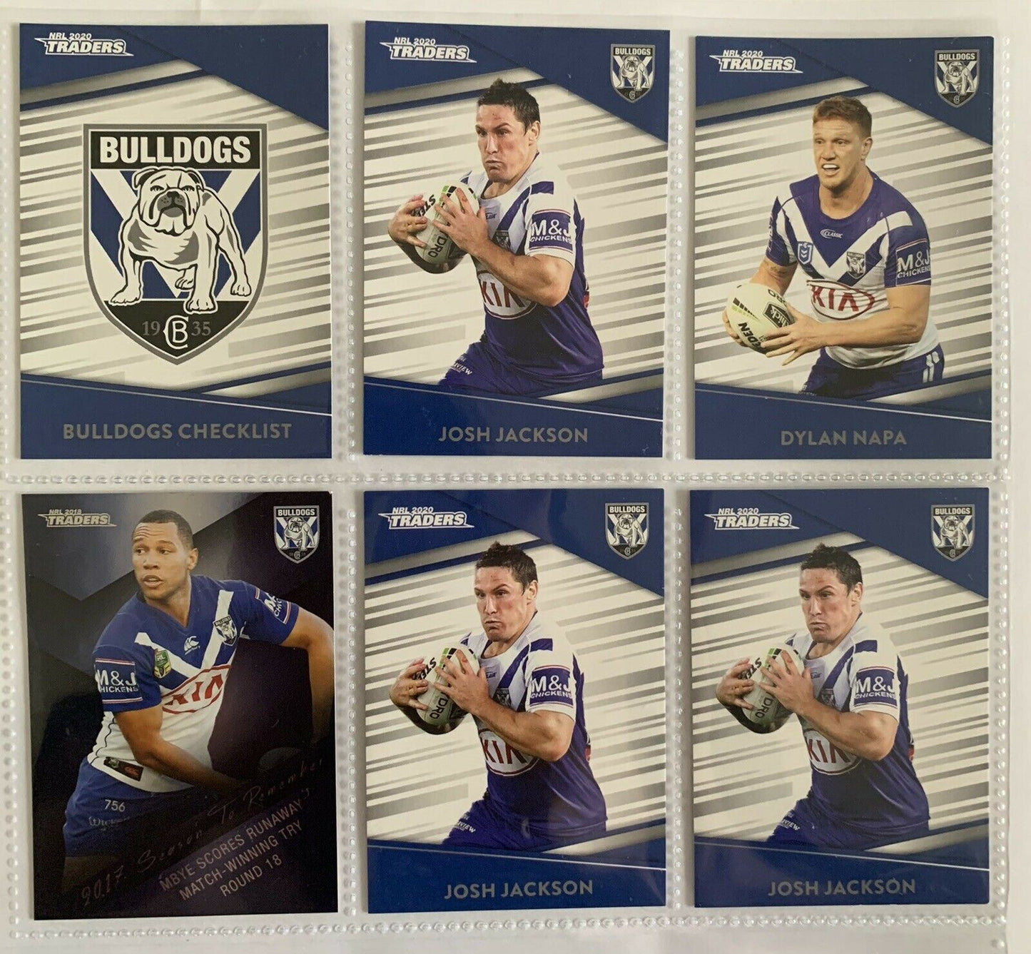 NRL Traders Cards 2020 - Canterbury Bulldogs - Jackson, Napa, Mbye