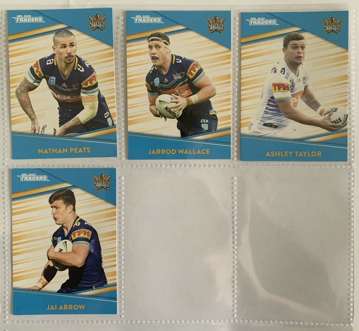 NRL Traders Cards 2020 - Gold Coast Titans - Peats, Wallace, Taylor, Arrow