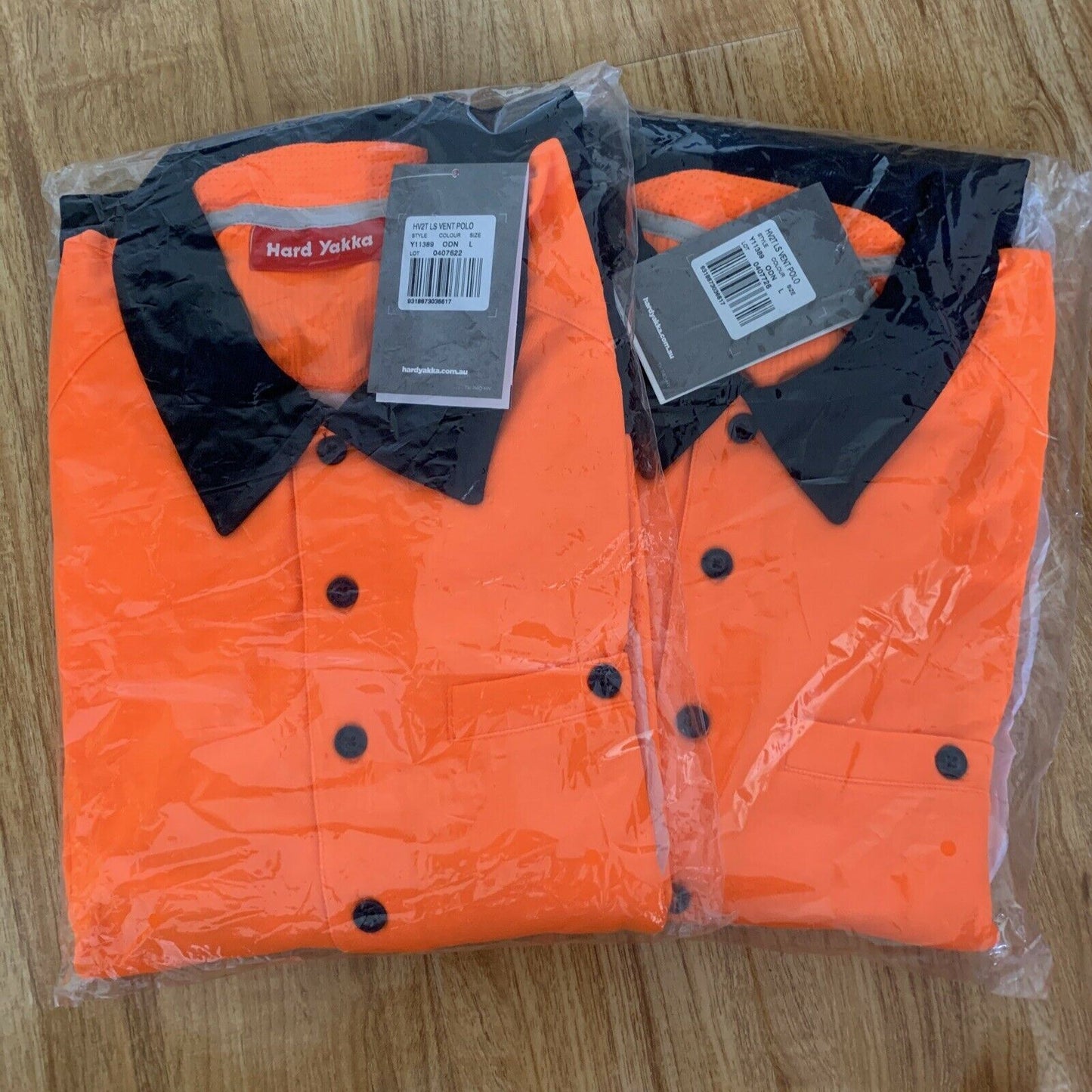 Hard Yakka Koolgear Hi-Visibility Two Tone Long Sleeve Polo Shirt - Size L (x2)