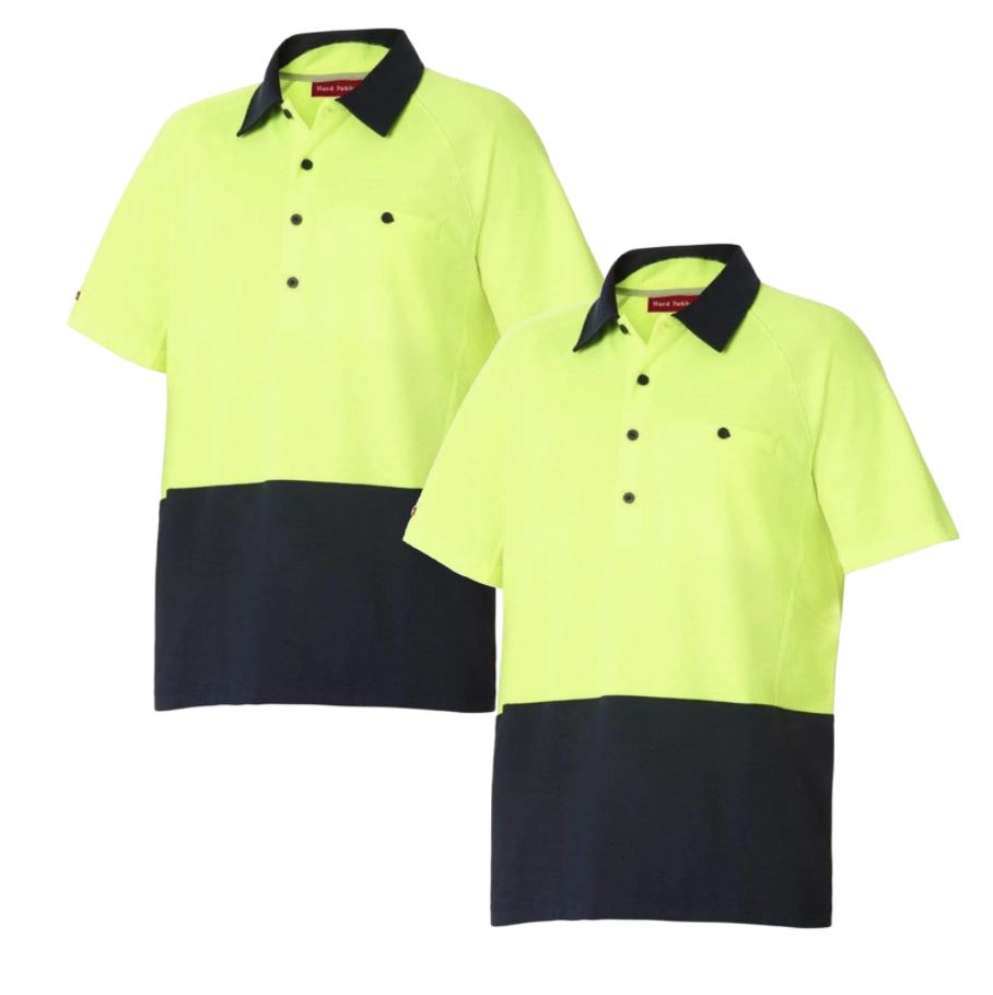 Hard Yakka High Visibility Mens Workwear Polo Shirt Size 2XL (2 x Shirts)