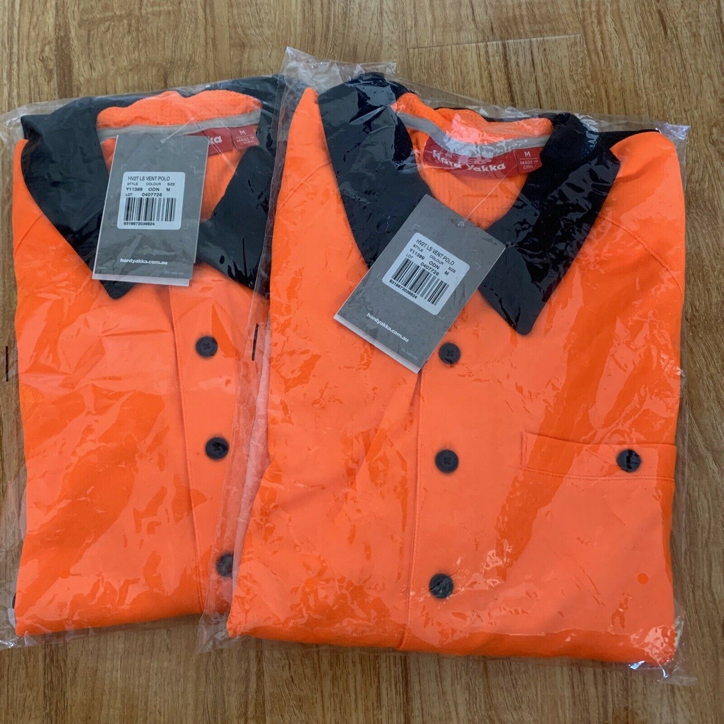 Hard Yakka Koolgear Hi-Visibility Two Tone Long Sleeve Polo Shirt - Size M (x2)