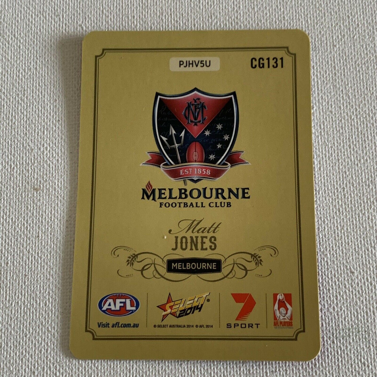 Select 2014 AFL Player Card Sports Cards Matt Jones Melbourne FC