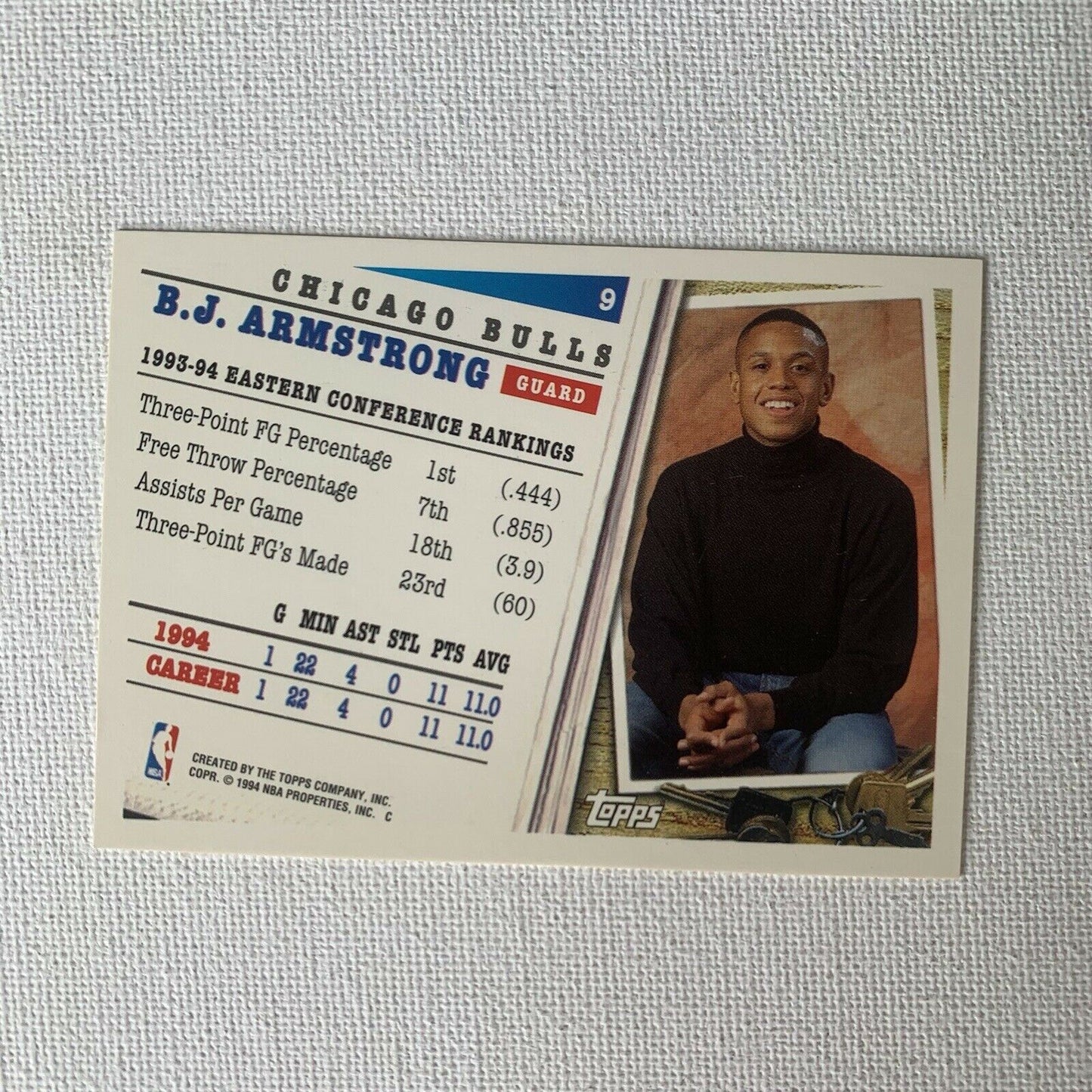 TOPPS B J. Armstrong All-Star Basketball Card 1994 Chicago Bulls Guard