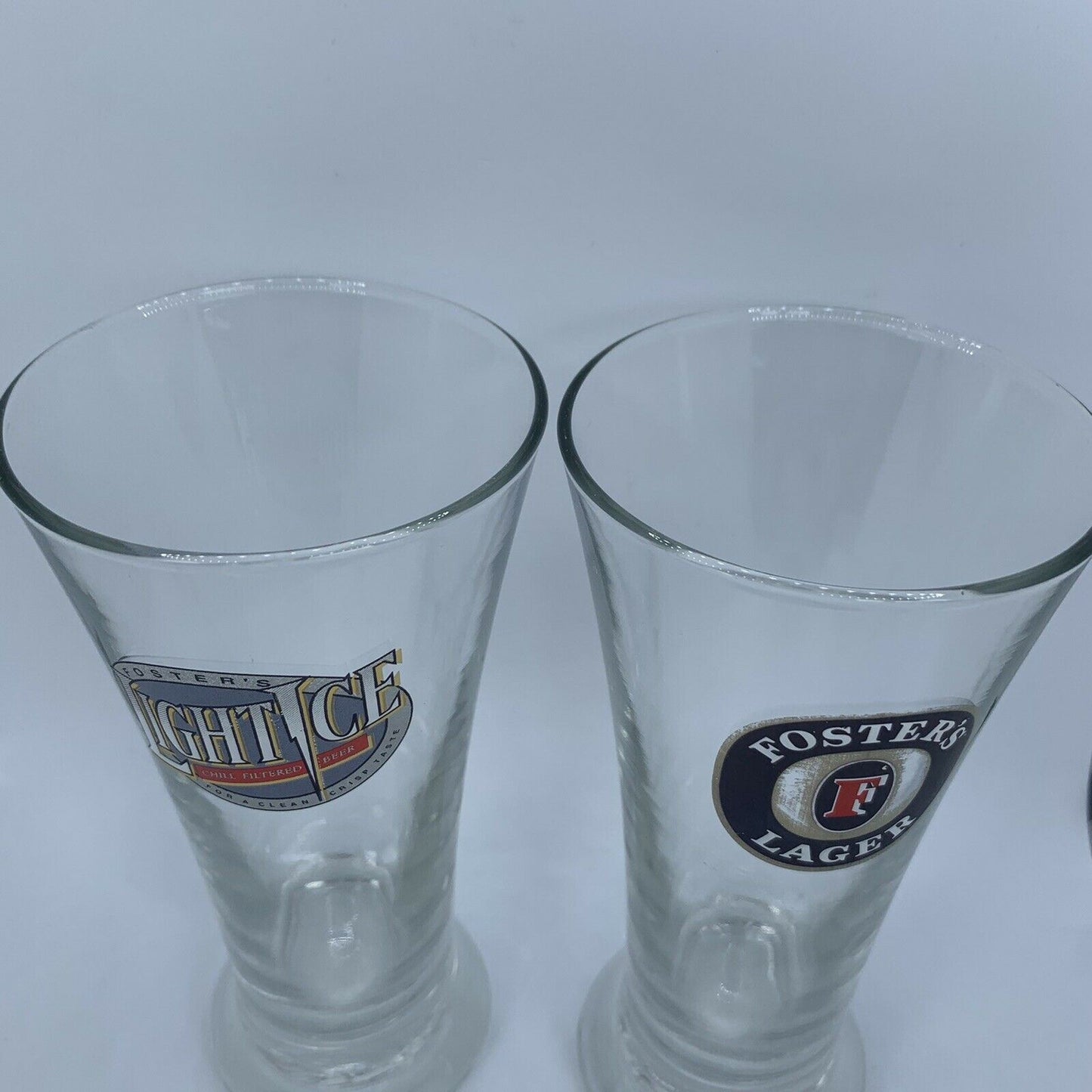 Fosters Light Ice & Fosters Larger - 2 Beer Glasses - Great for Bar or Man Cave