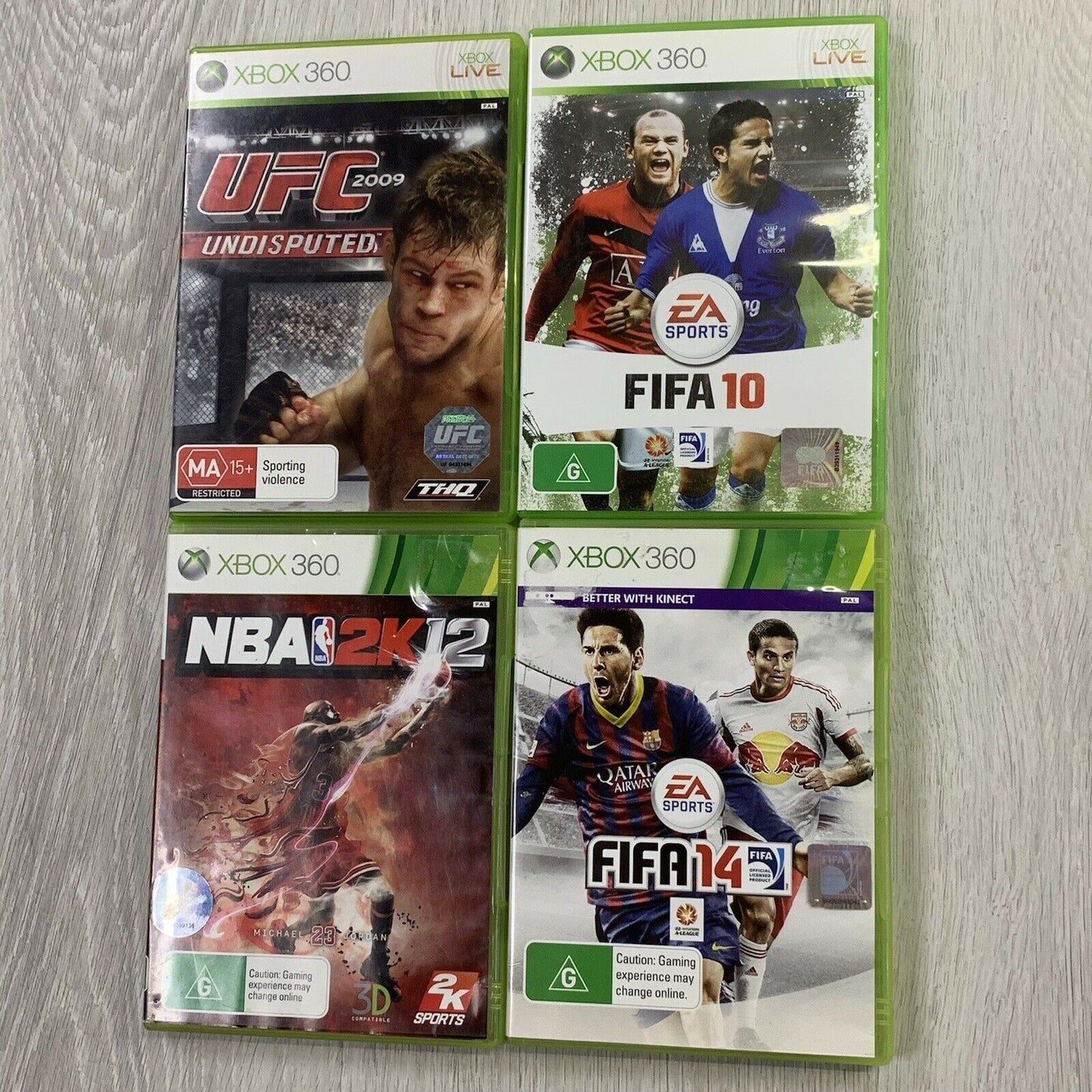 UFC Undisputed 2009, FIFA10, FIFA14, NBA 2K12 - Video Game Bundle Xbox 360