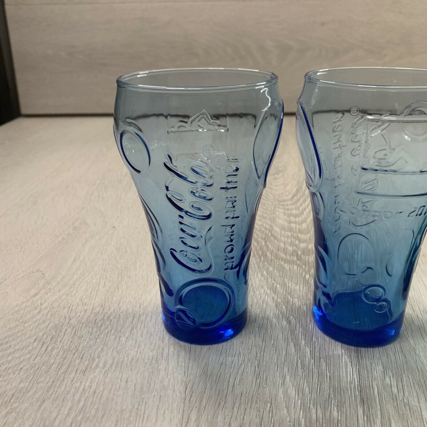 Coca-Cola London Olympics 2012 Promotional Drinking Glasses x 4 (Blue & Aqua)
