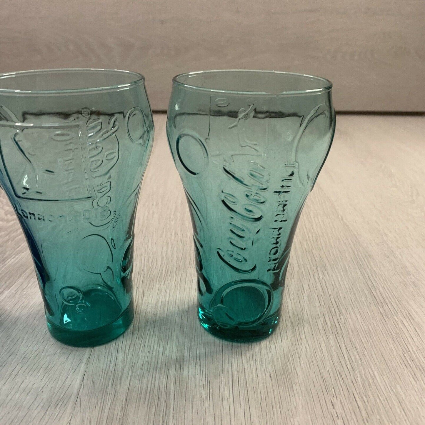 Coca-Cola London Olympics 2012 Promotional Drinking Glasses x 4 (Blue & Aqua)
