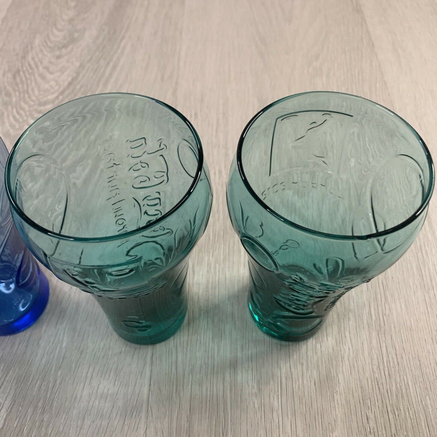 Coca-Cola London Olympics 2012 Promotional Drinking Glasses x 4 (Blue & Aqua)