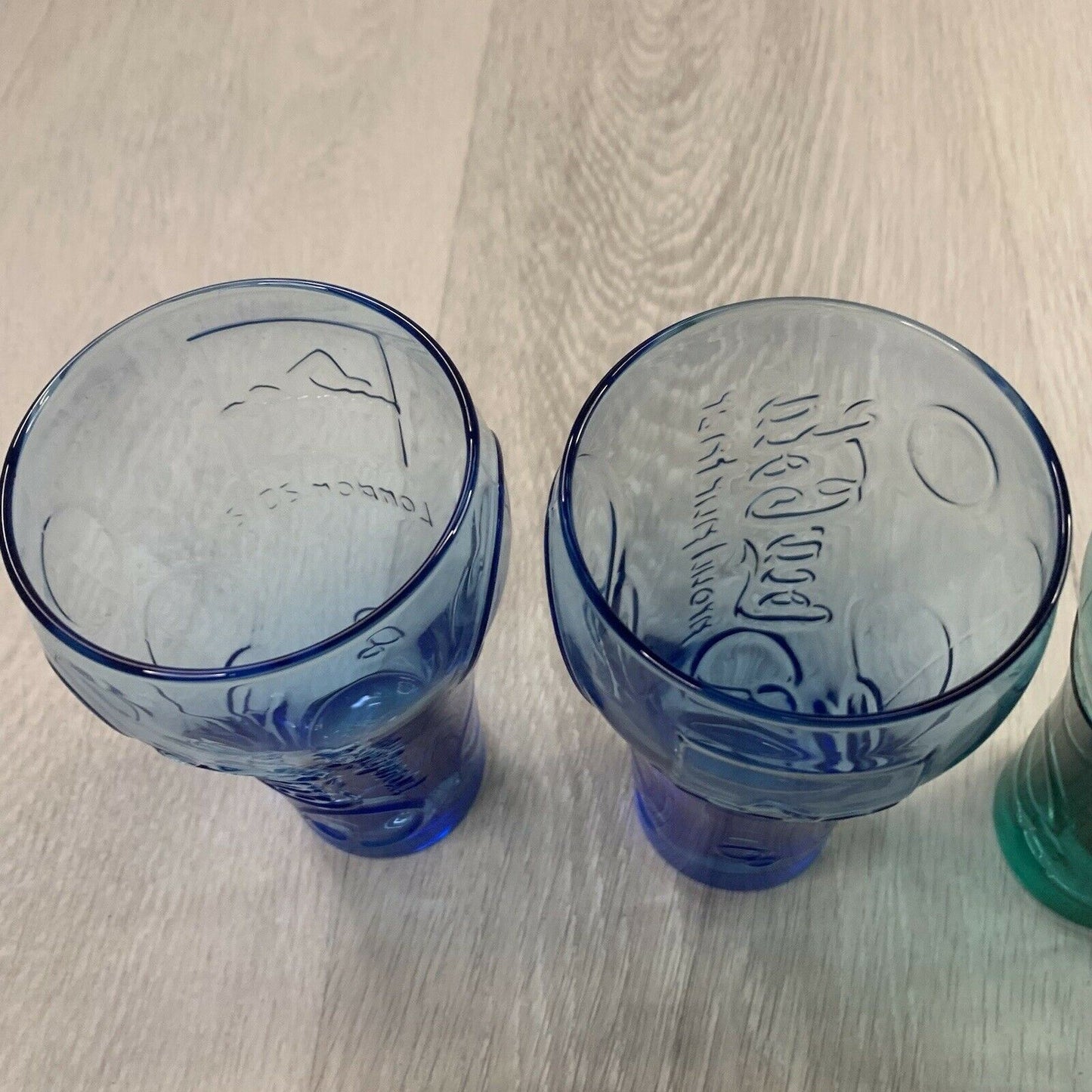 Coca-Cola London Olympics 2012 Promotional Drinking Glasses x 4 (Blue & Aqua)