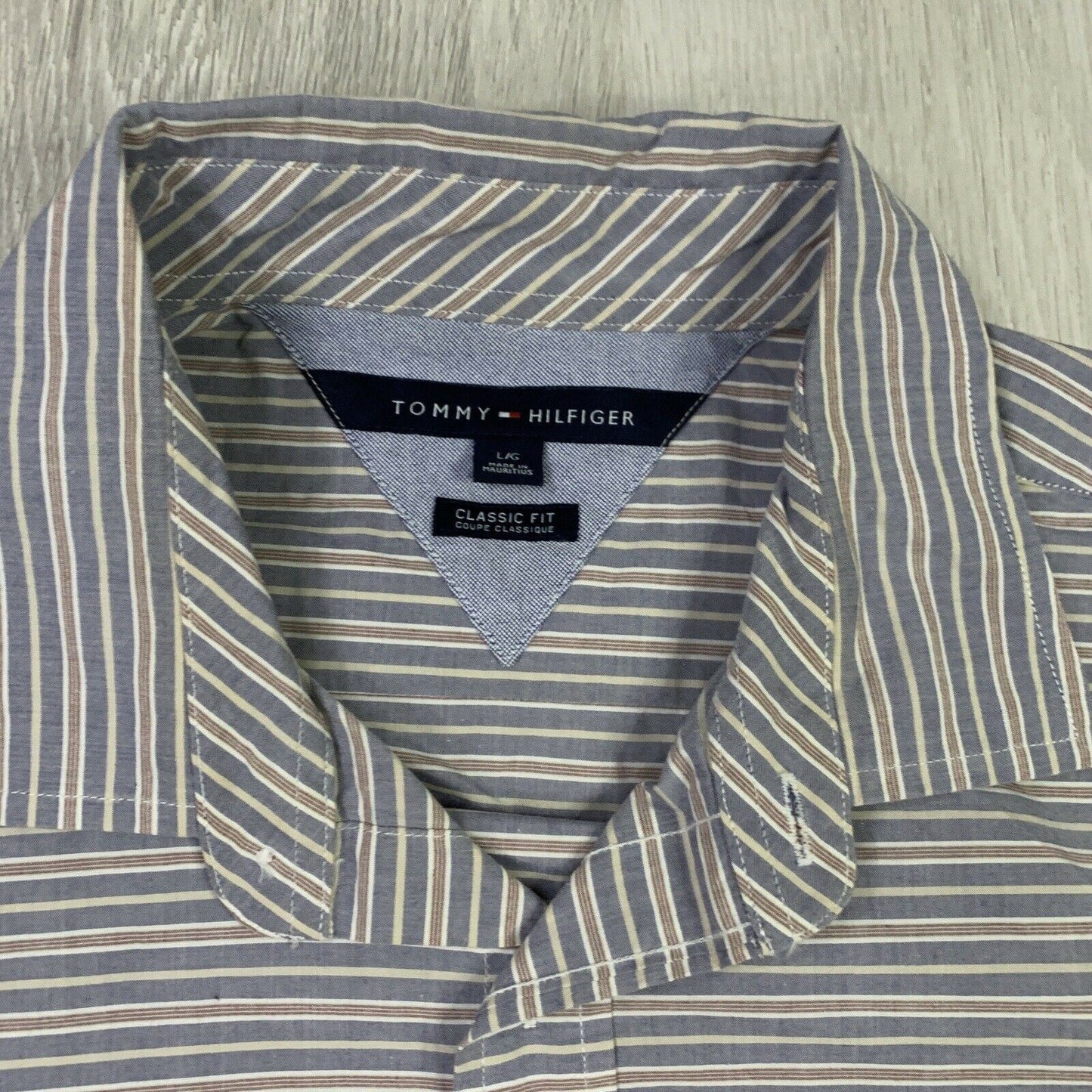 Tommy Hilfiger Mens Stripped Long Sleeve Button Up Shirt Size Large