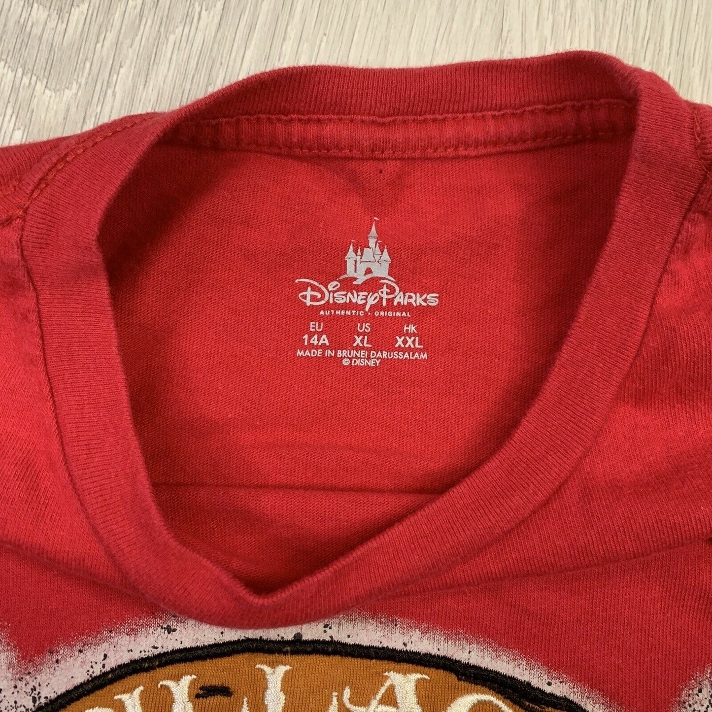 Disney Parks Mickey Mouse Pillage & Plunder Embroidered Red Youth T-Shirt Sz XL