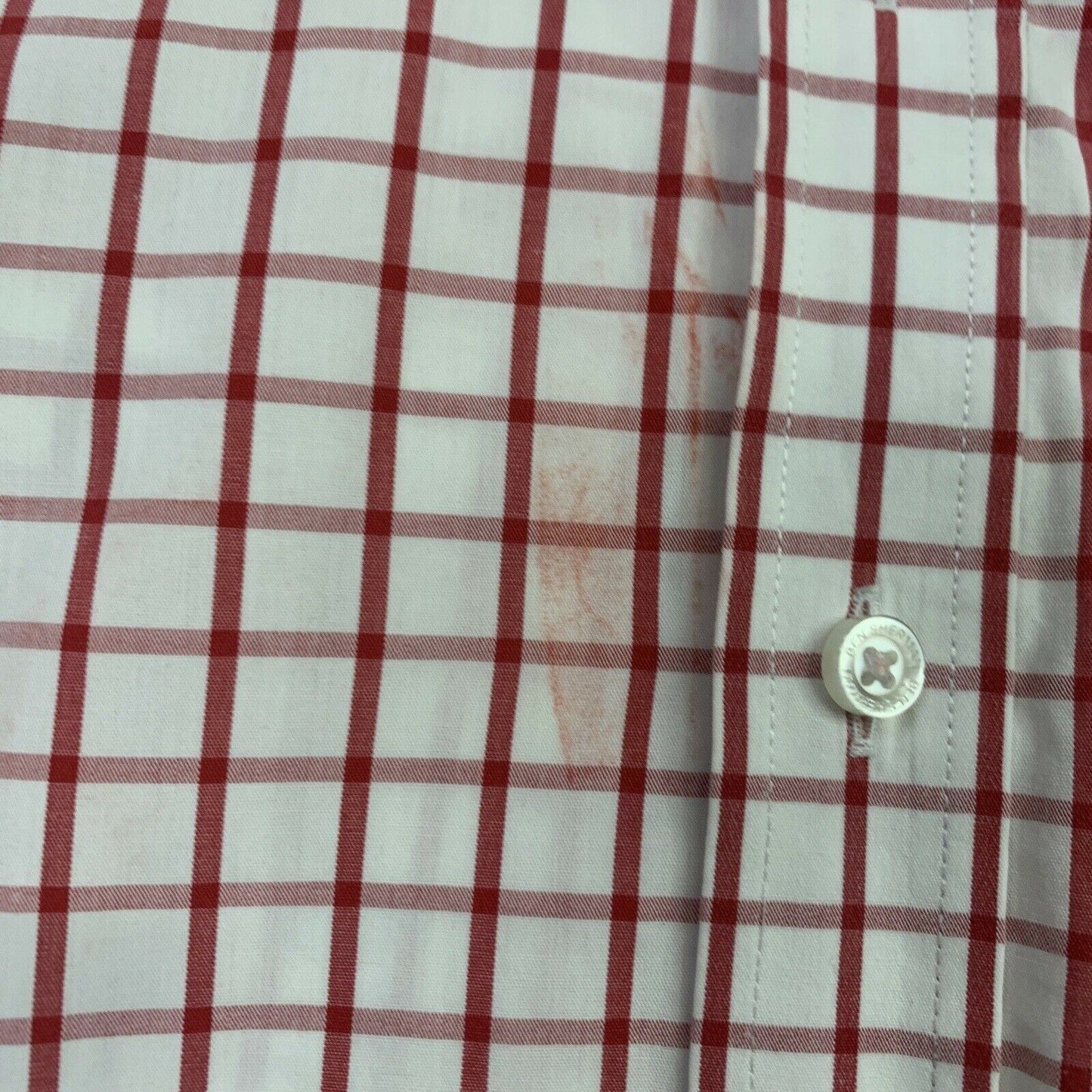 Ben Sherman Red & White Check Size 38 Mens Long Sleeve Button Up Shirt