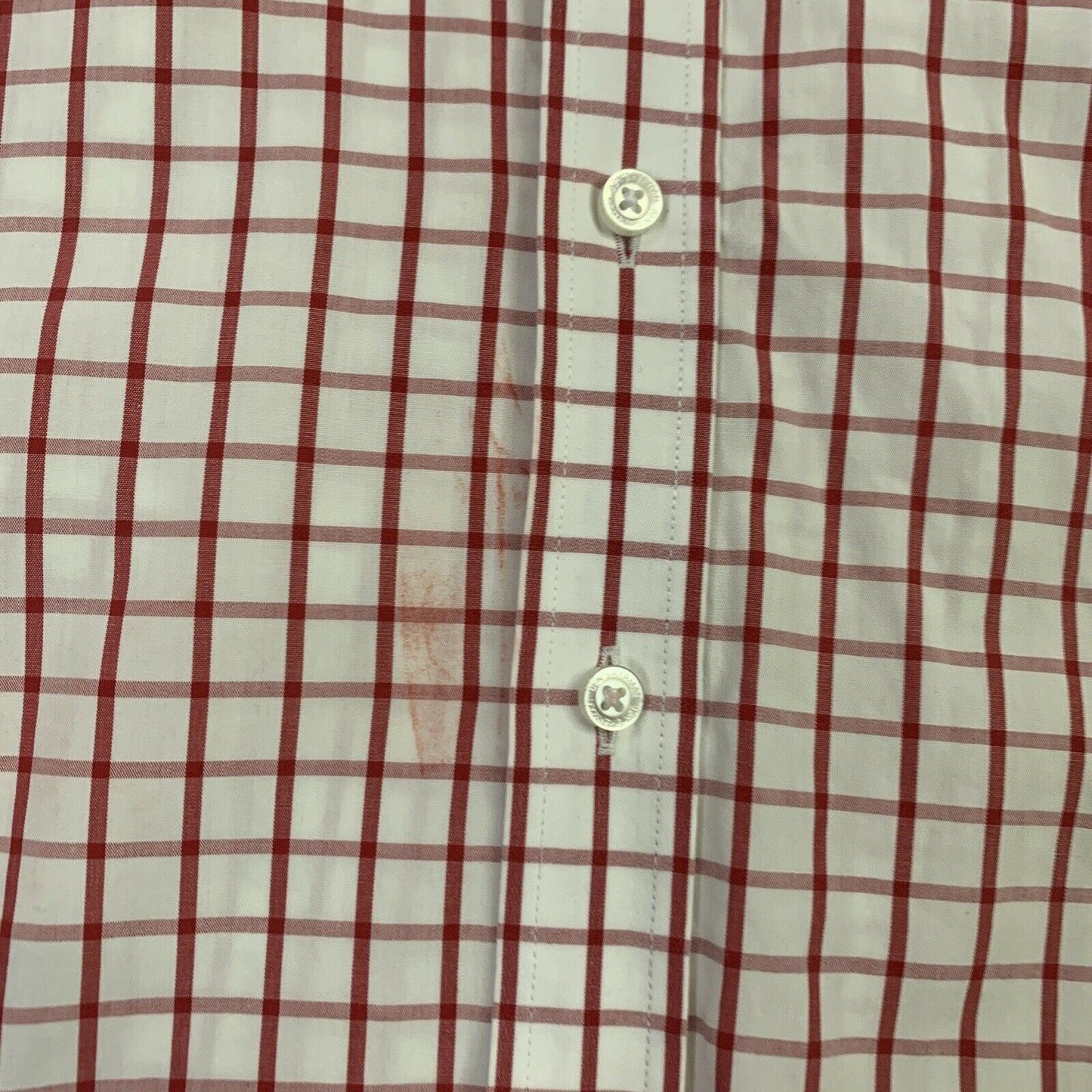 Ben Sherman Red & White Check Size 38 Mens Long Sleeve Button Up Shirt