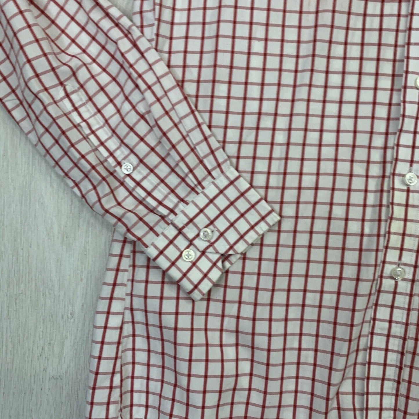 Ben Sherman Red & White Check Size 38 Mens Long Sleeve Button Up Shirt