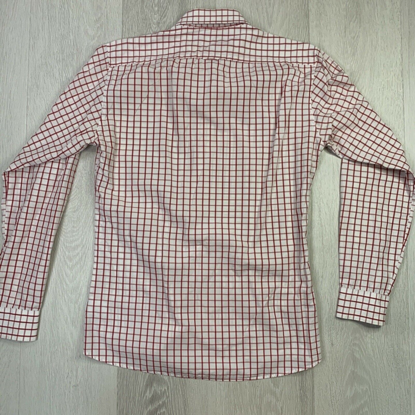 Ben Sherman Red & White Check Size 38 Mens Long Sleeve Button Up Shirt