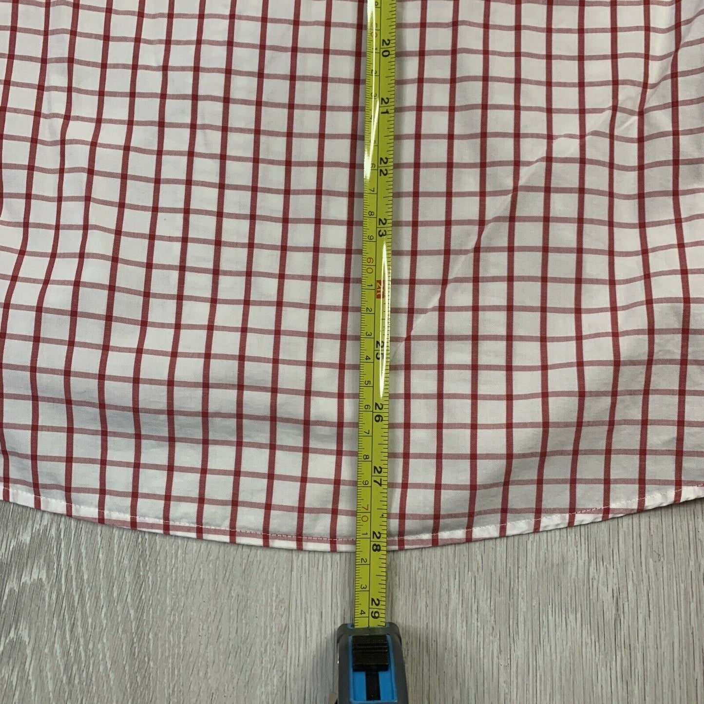 Ben Sherman Red & White Check Size 38 Mens Long Sleeve Button Up Shirt