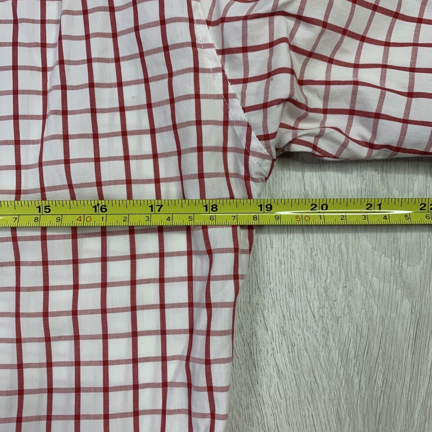 Ben Sherman Red & White Check Size 38 Mens Long Sleeve Button Up Shirt