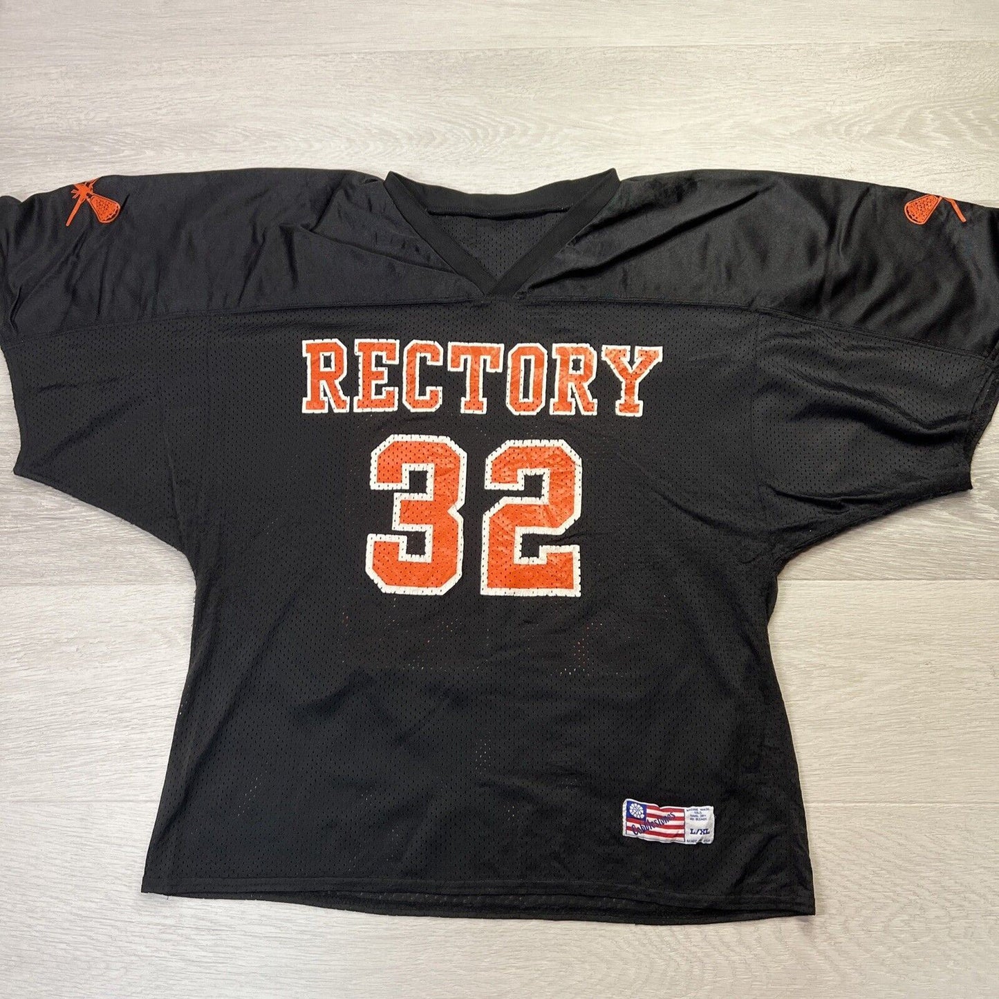 Vintage Lacrosse Jersey Made in the USA Rectory #32 Black Size L/XL