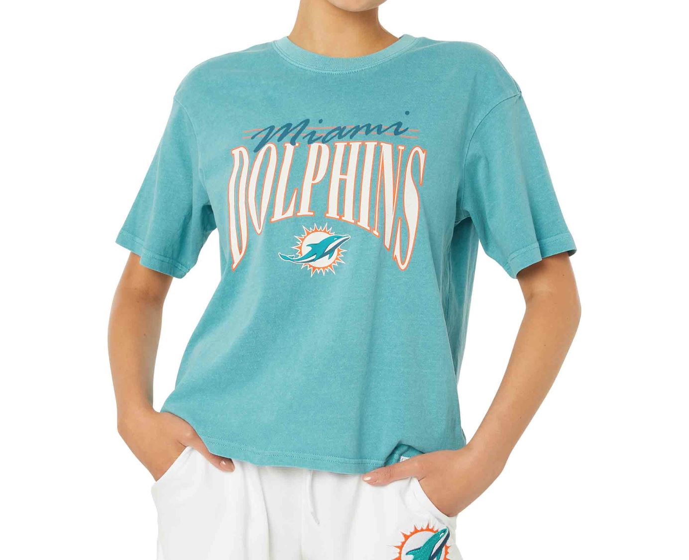 NFL Team Apparel Miami Dolphins Vintage Boxy Women's T-Shirt Size Medium