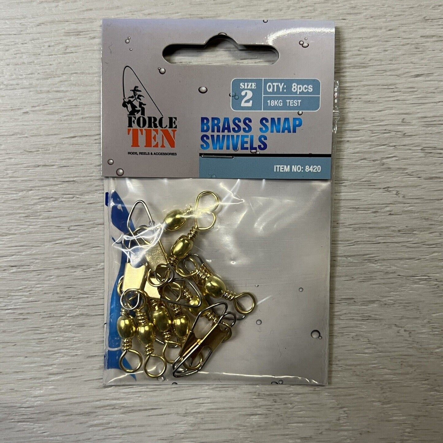 Force Ten Brass Snap Swivels Size 2 18kg Test (8 Pieces)