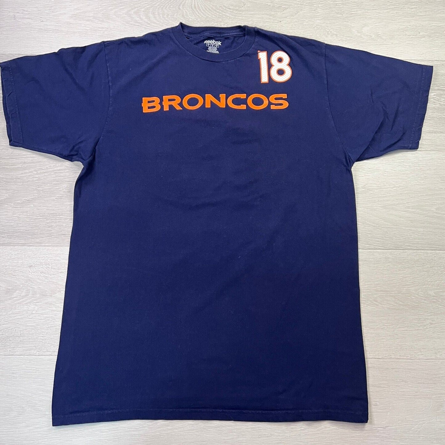 Reebok Denver Broncos Peyton Manning Navy Blue T-Shirt Size L