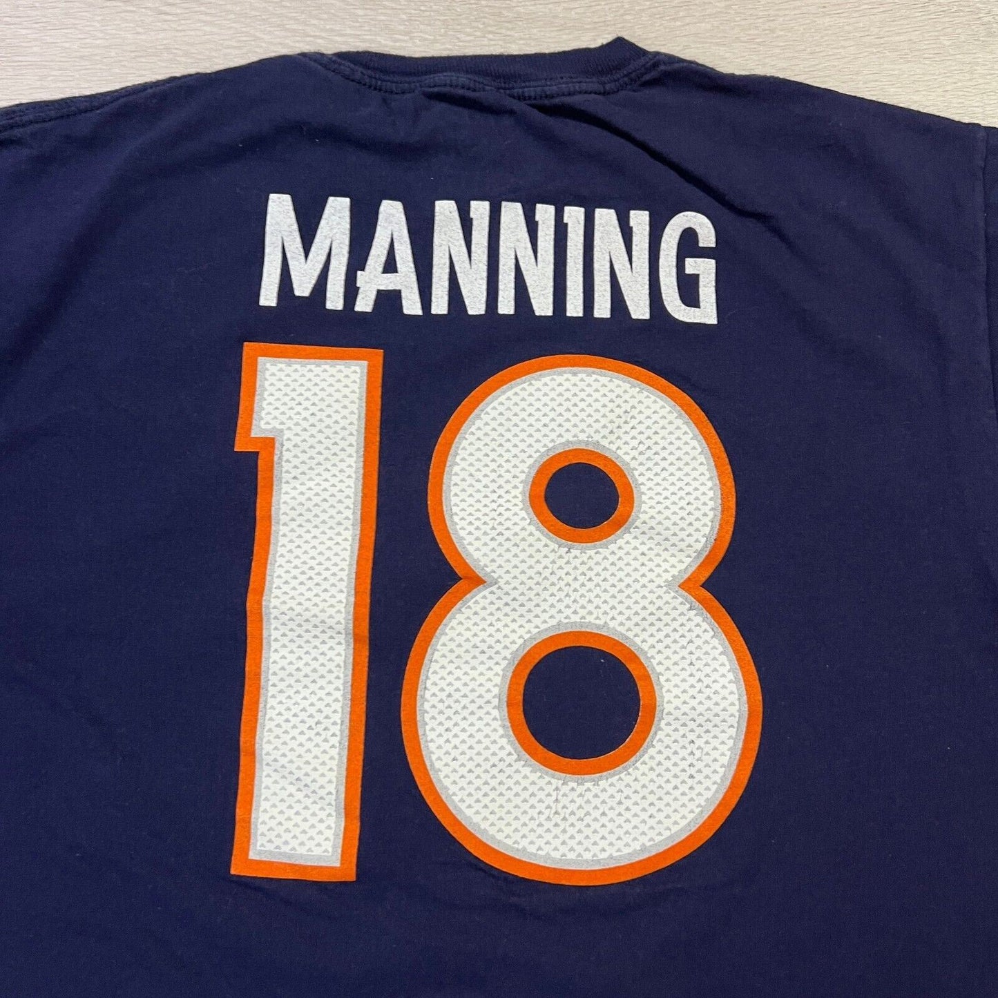 Reebok Denver Broncos Peyton Manning Navy Blue T-Shirt Size L