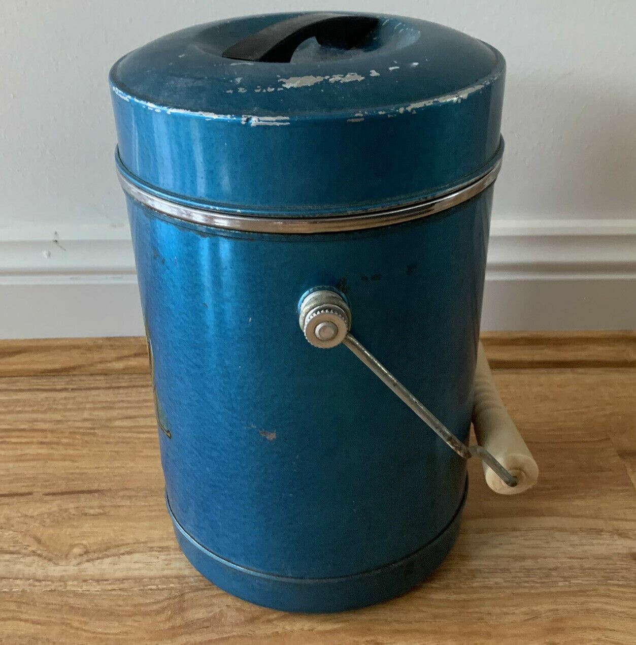 Vintage Blue Camel Cigarette Company Metal Thermos
