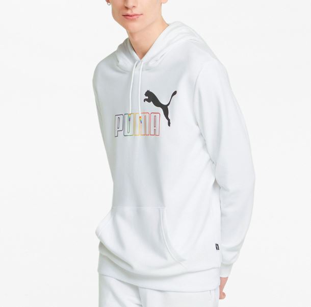 PUMA Rainbow Logo Men's White Hoodie Size Large