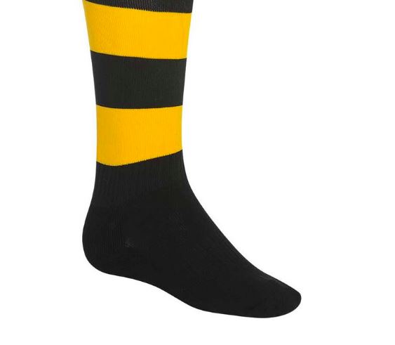 Burley Sekem Richmond Tigers AFL Aussie Rules Striped Socks Size 11-13 (New)