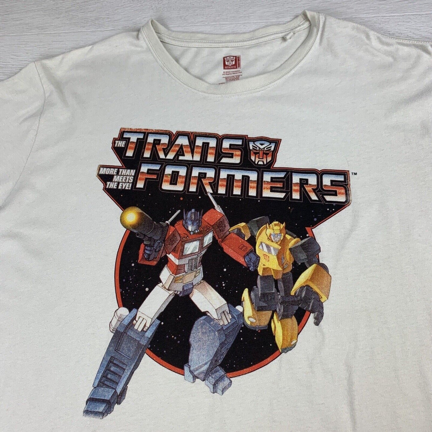 Transformers Mens Off White Graphic Print T-Shirt Size 4XL
