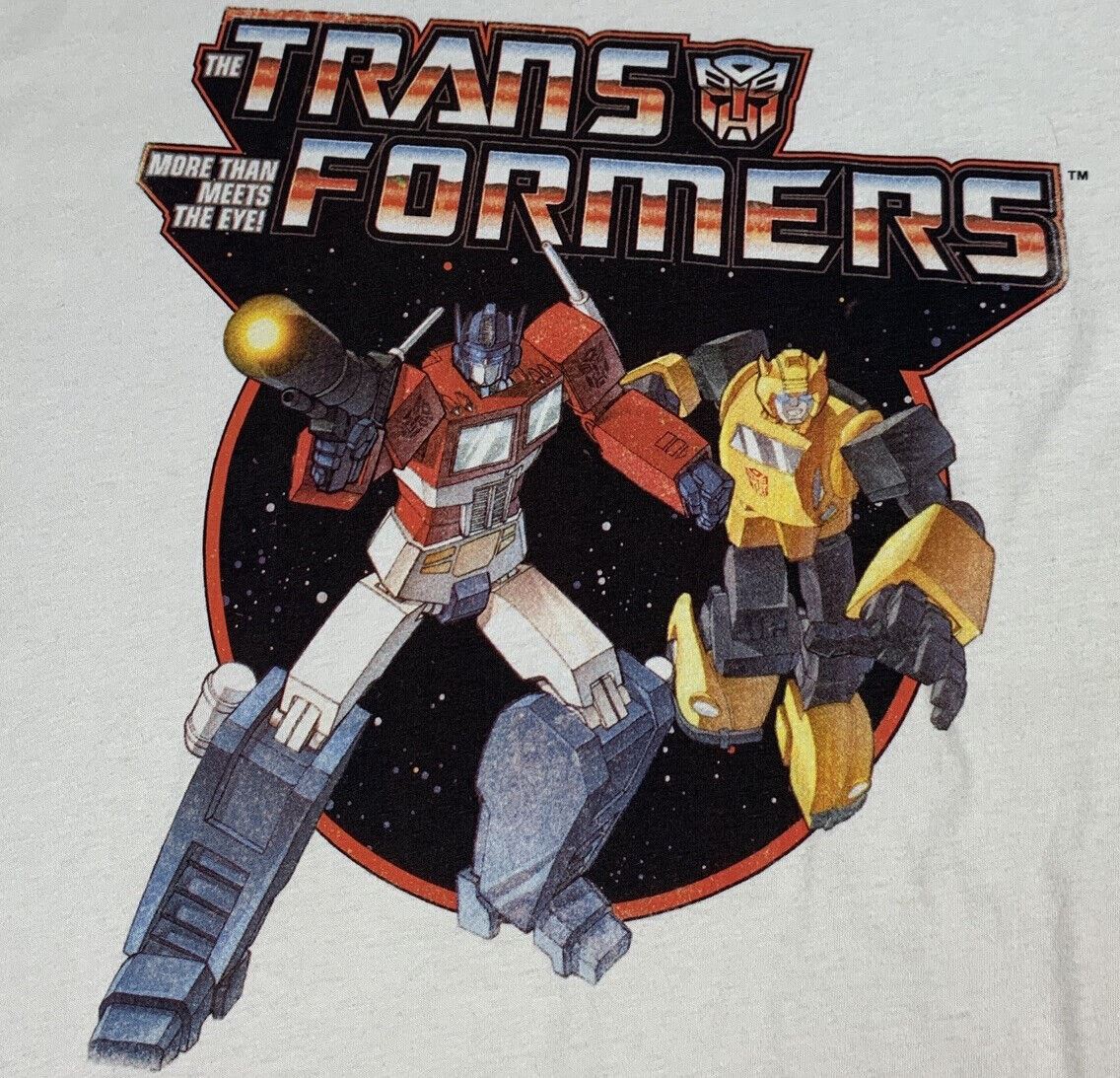 Transformers Mens Off White Graphic Print T-Shirt Size 4XL