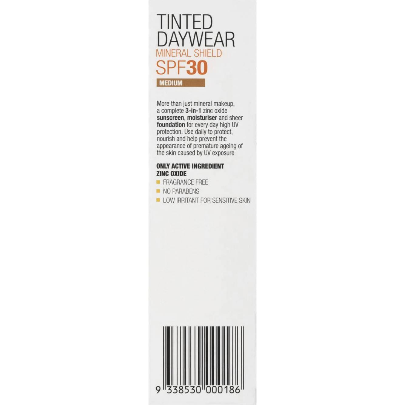 Invisible Zinc Oxide Sunscreen Tinted Facial Cream Medium SPF30+ 50g