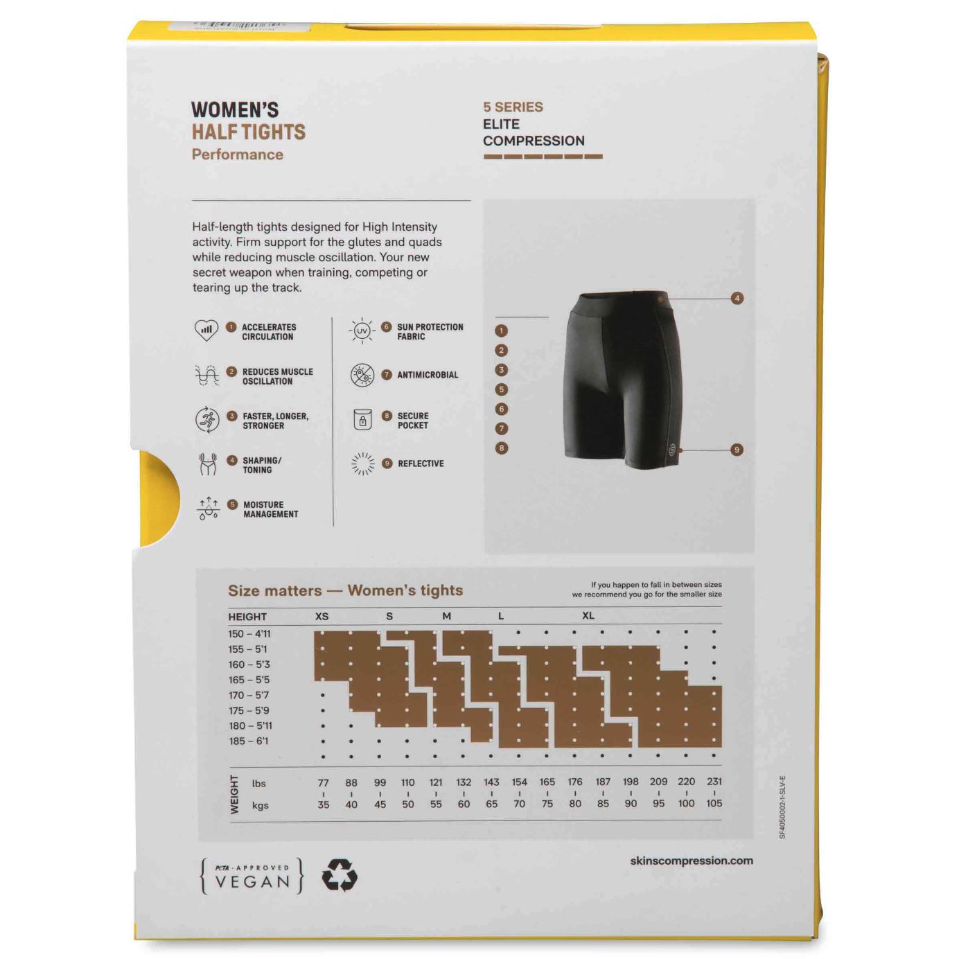 SKINS Series 5 Women's Half Tights Performance Size XS Elite Compression