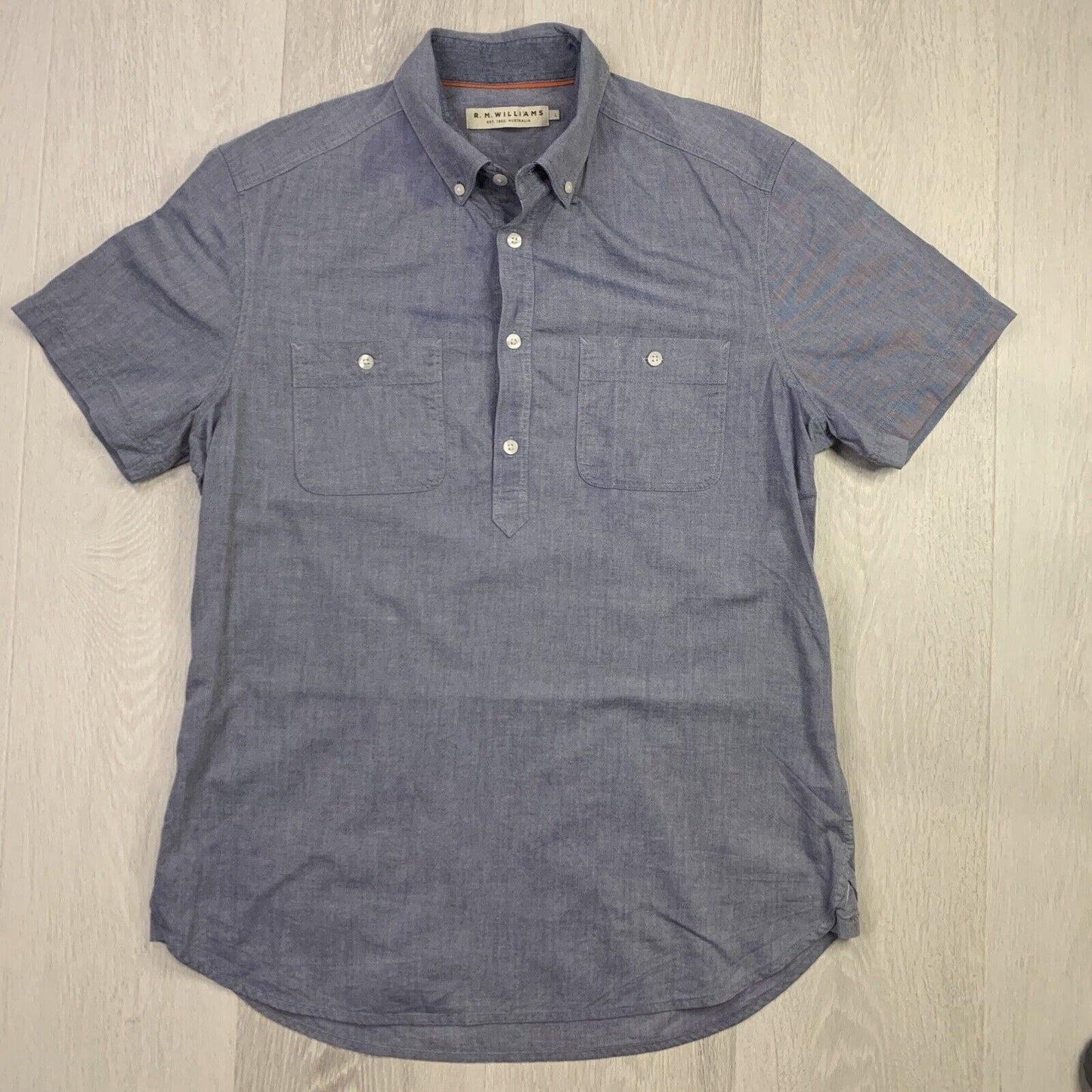 R.M Williams Mens Blue Collared Shirt Size Large