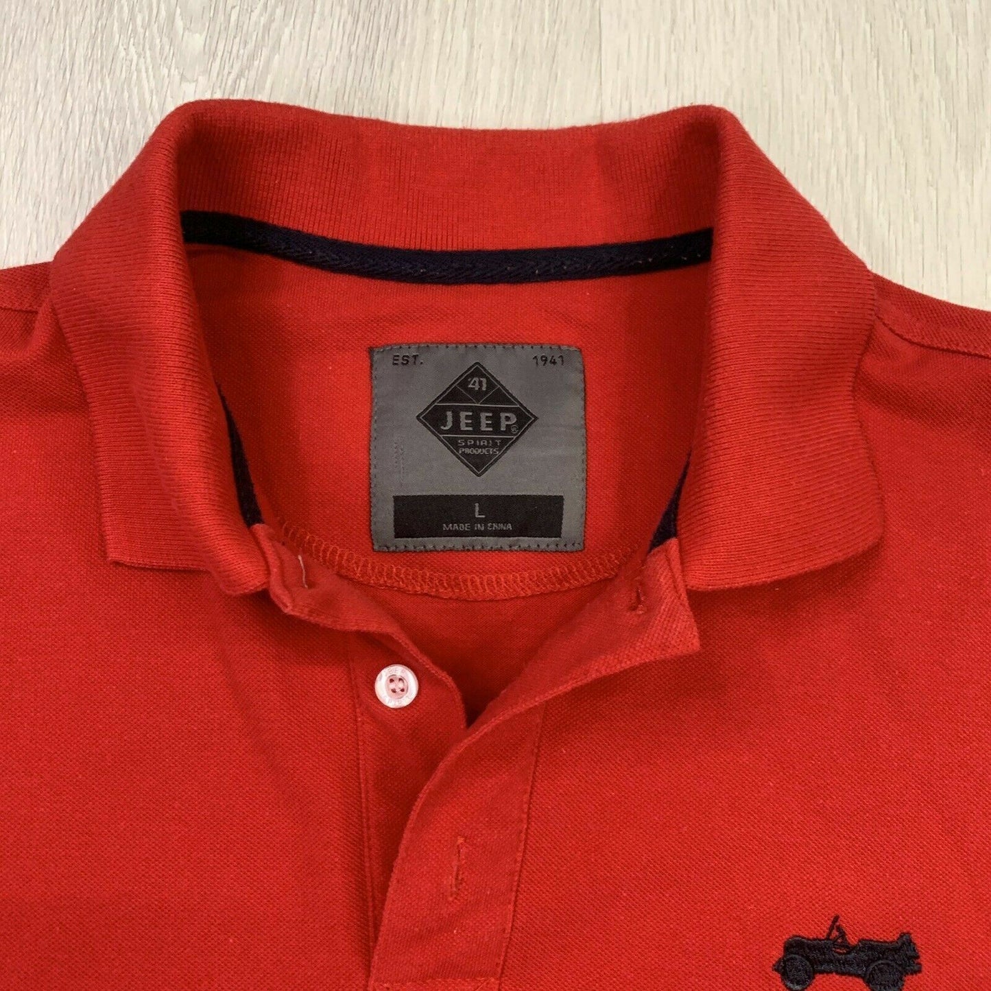 JEEP Mens Red Polo Shirt Size Large
