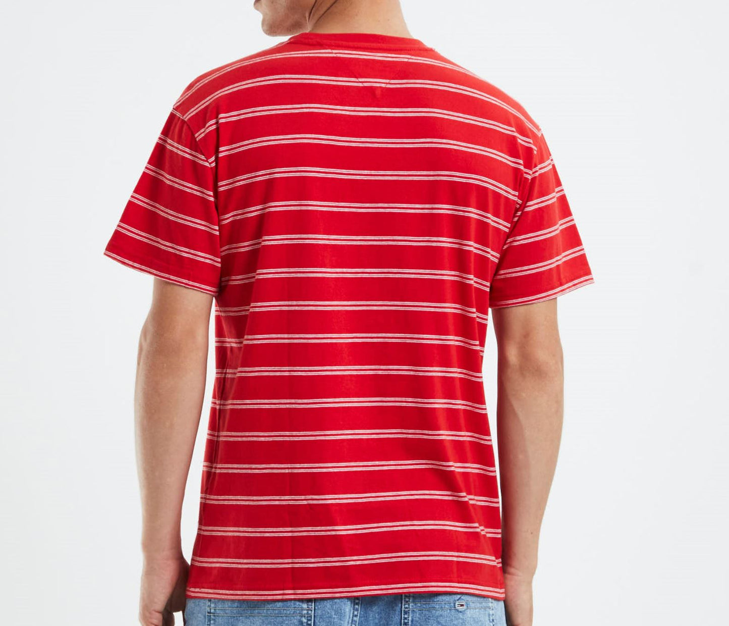 Tommy Hilfiger Striped Red Mens T-Shirt Size Large