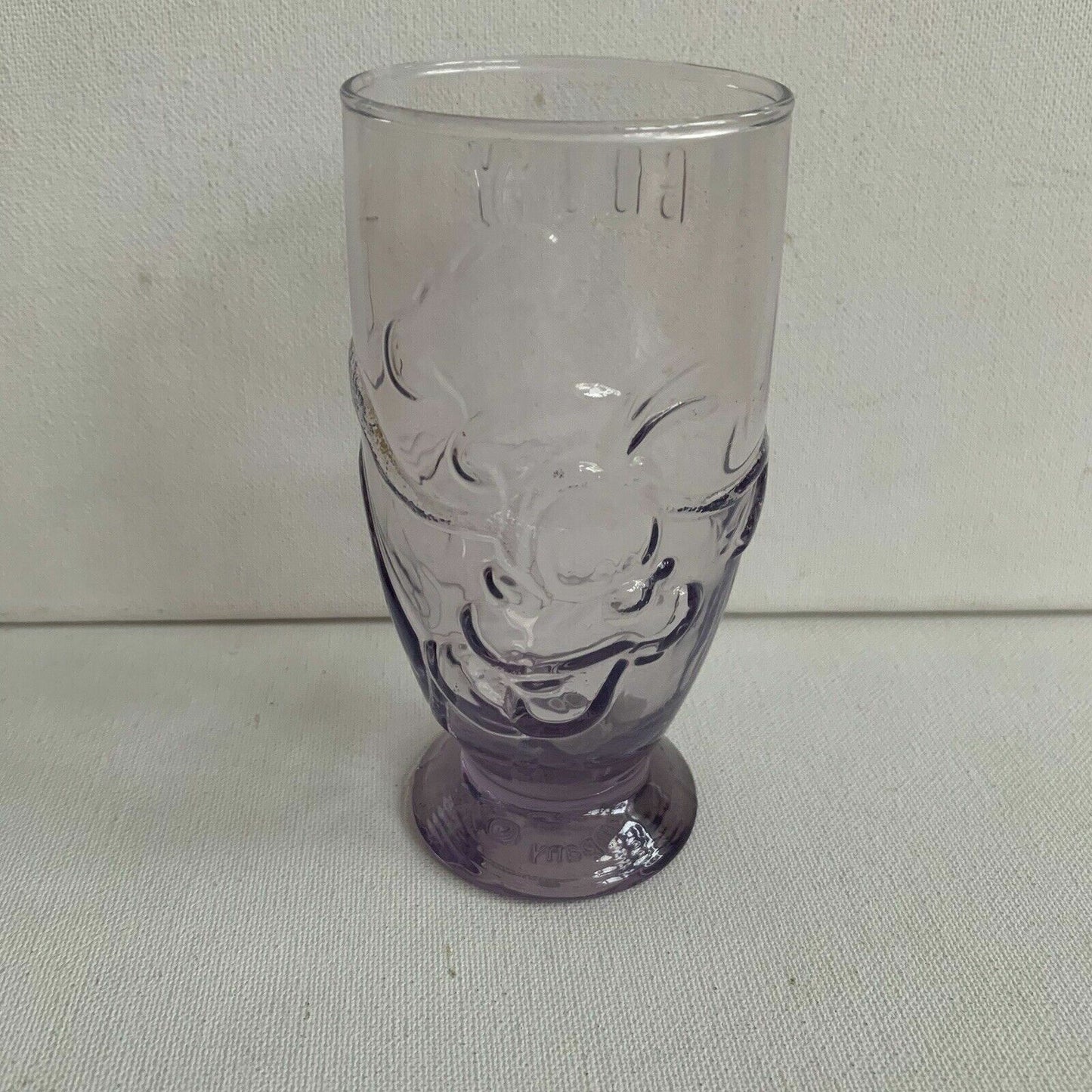 Disney Vintage Goofy Embossed / 3D Drinking Glass in Mauve